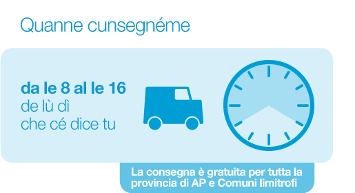 Consegnamo dalle 8 alle 16 Consegnamo dalle 8 alle 16